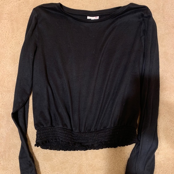 Black long sleeve top with synched waist size extra large - Picture 3 of 4